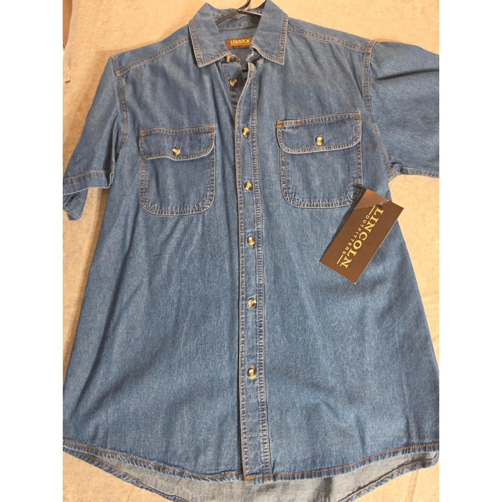 Lincoln‎ Outfitters Mens Short Sleeve Denim Button Down Shirt Medium Wash NWT